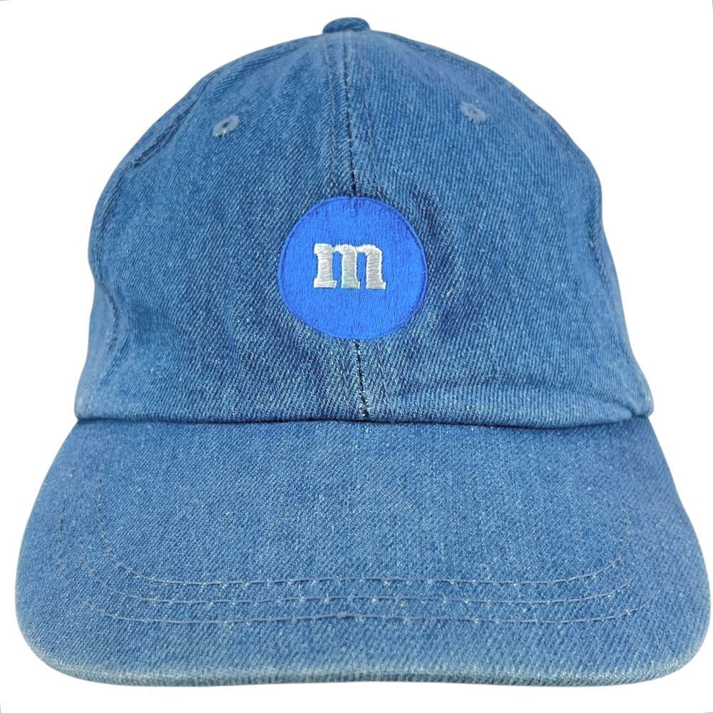 Vintage M&M Blue Denim Hat Embroidered Blue M&M Adjustable Strap Cap‎
